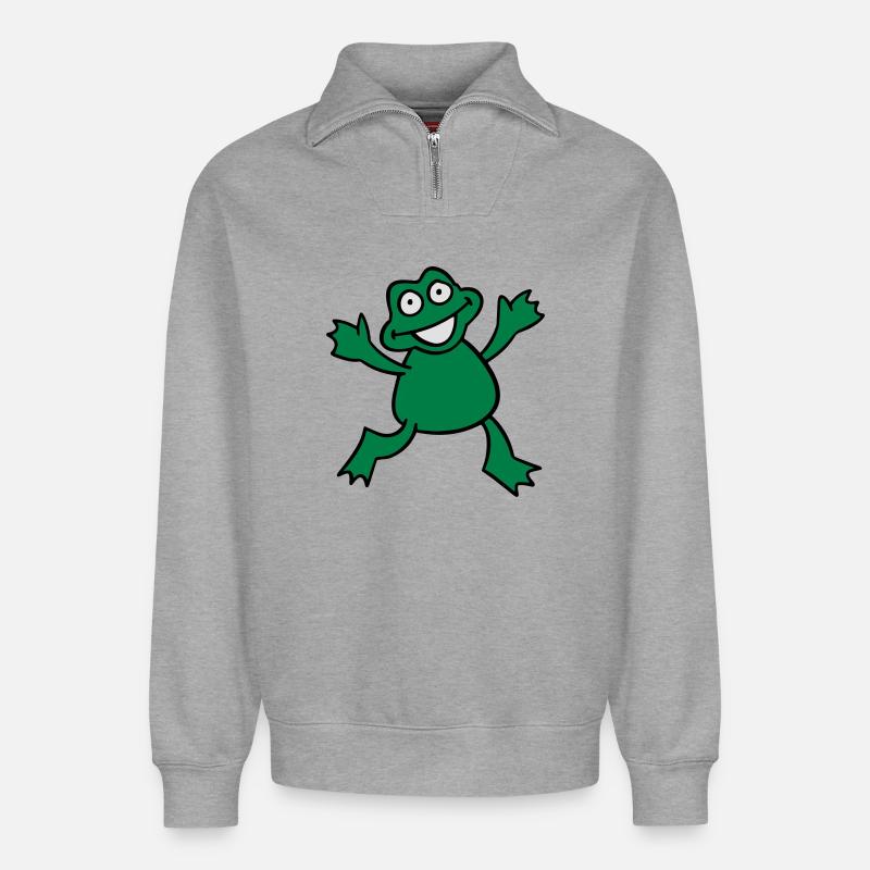 frog - Relaxed Unisex Organic Half Zip Sweatshirt – by SPREAD - heather grey