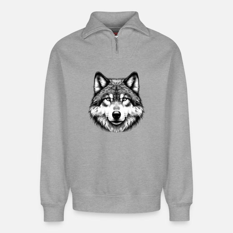 Wolf - Relaxed Unisex Organic Half Zip Sweatshirt – by SPREAD - heather grey