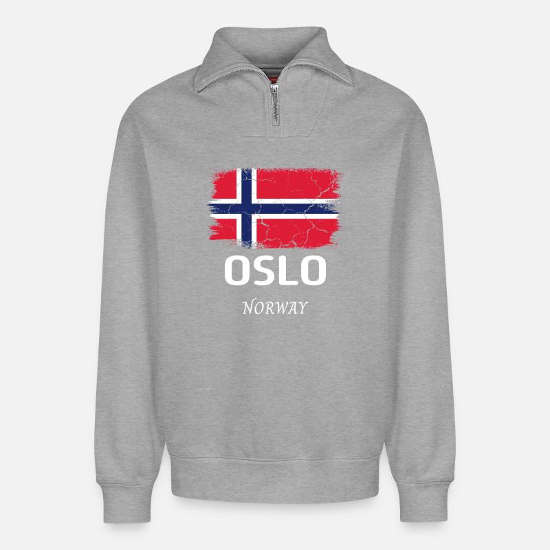 Oslo - Relaxed Unisex Organic Half Zip Sweatshirt – von SPREAD - Grau meliert