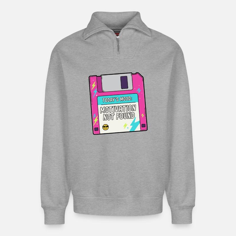Motivation is lacking on floppy - Relaxed Unisex Organic Half Zip Sweatshirt – by SPREAD - heather grey