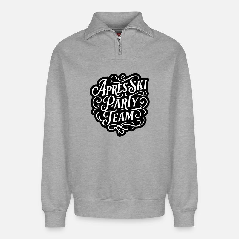 Apres Ski Party Team - Relaxed Unisex Organic Half Zip Sweatshirt – von SPREAD - Grau meliert
