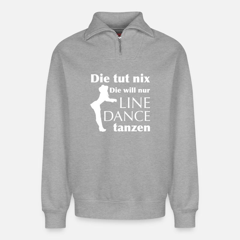 Will nur tanzen - Relaxed Unisex Organic Half Zip Sweatshirt – von SPREAD - Grau meliert