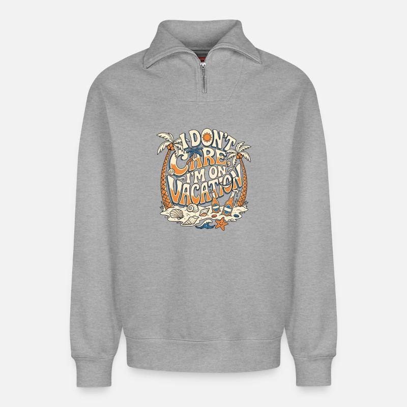 On Vacation - Relaxed Unisex Organic Half Zip Sweatshirt – by SPREAD - heather grey