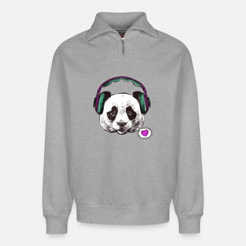 Panda Schwangerschaft - Relaxed Unisex Organic Half Zip Sweatshirt – von SPREAD - Grau meliert
