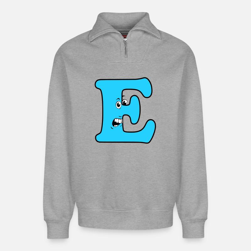 E - Relaxed Unisex Organic Half Zip Sweatshirt – von SPREAD - Grau meliert