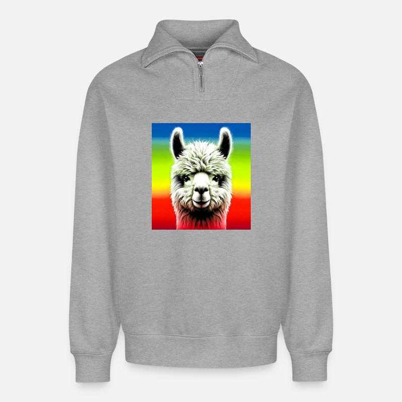Alpaka - Relaxed Unisex Organic Half Zip Sweatshirt – von SPREAD - Grau meliert