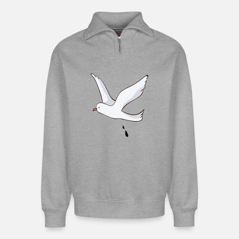 Möwe - Relaxed Unisex Organic Half Zip Sweatshirt – von SPREAD - Grau meliert