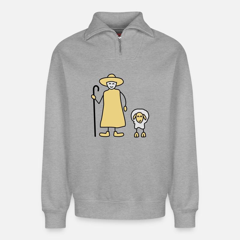 shepherd - Relaxed Unisex Organic Half Zip Sweatshirt – by SPREAD - heather grey