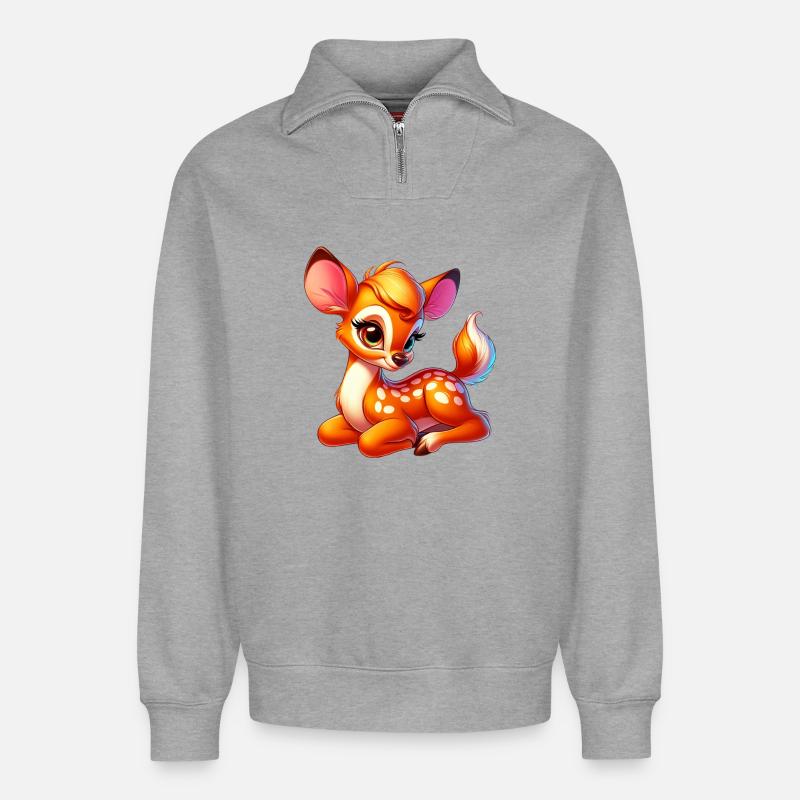 Fawn - Relaxed Unisex Organic Half Zip Sweatshirt – by SPREAD - heather grey