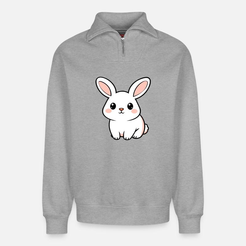 White Rabbit - Relaxed Unisex Organic Half Zip Sweatshirt – by SPREAD - heather grey