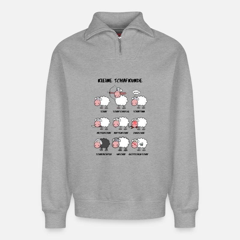 Kleine Schafkunde - Relaxed Unisex Organic Half Zip Sweatshirt – von SPREAD - Grau meliert