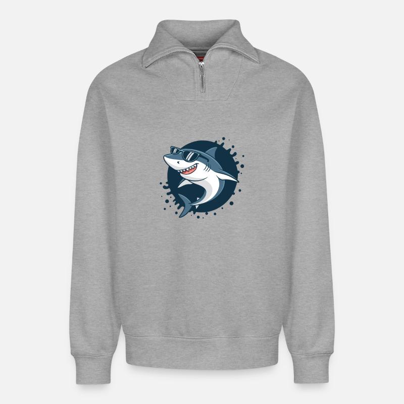 Shark Stylish Sonnenbrille - Relaxed Unisex Organic Half Zip Sweatshirt – von SPREAD - Grau meliert