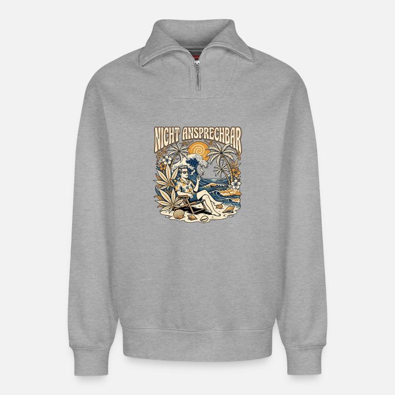 Nicht Ansprechbar - Relaxed Unisex Organic Half Zip Sweatshirt – von SPREAD - Grau meliert