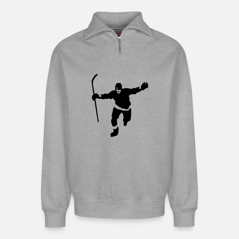 Eishockey - Relaxed Unisex Organic Half Zip Sweatshirt – von SPREAD - Grau meliert