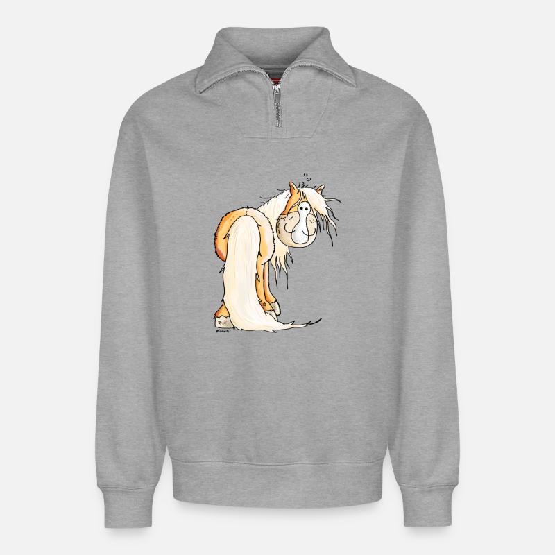 Goldiger Haflinger - Relaxed Unisex Organic Half Zip Sweatshirt – von SPREAD - Grau meliert