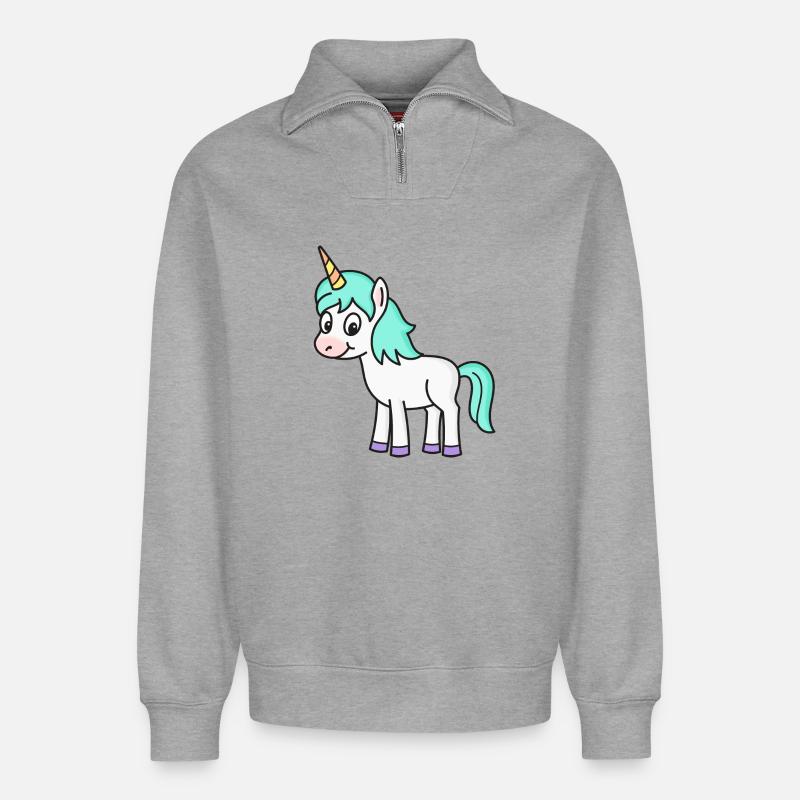 Einhorn Einhörner - Relaxed Unisex Organic Half Zip Sweatshirt – von SPREAD - Grau meliert