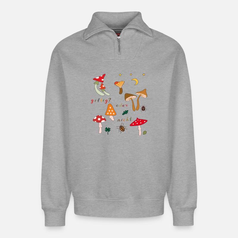 Mycètes - Sweat unisexe décontracté en coton biologique à demi-zip – de SPREAD - gris chiné