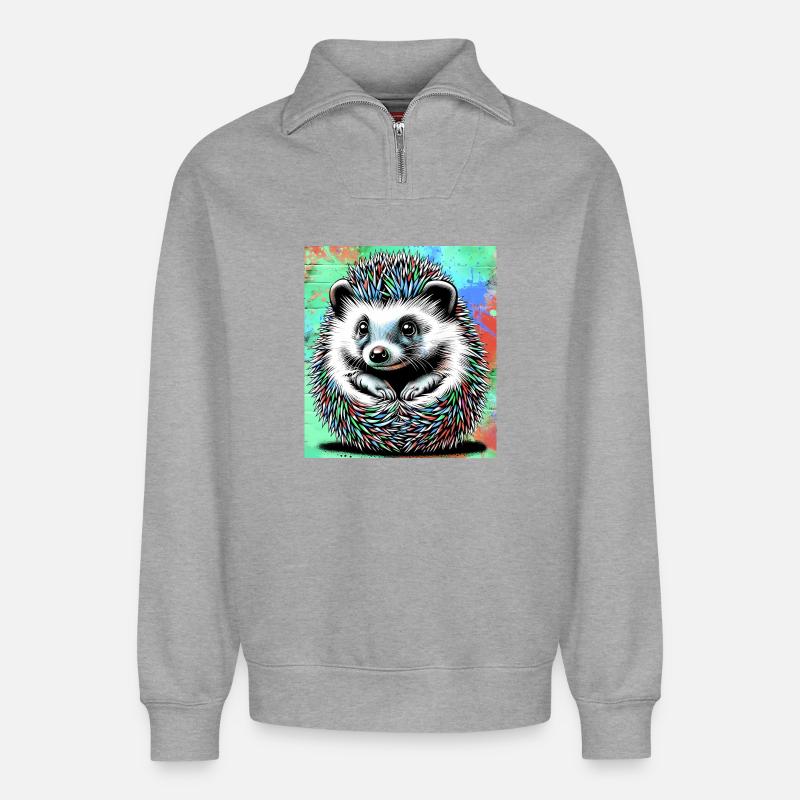 Igel - Relaxed Unisex Organic Half Zip Sweatshirt – von SPREAD - Grau meliert