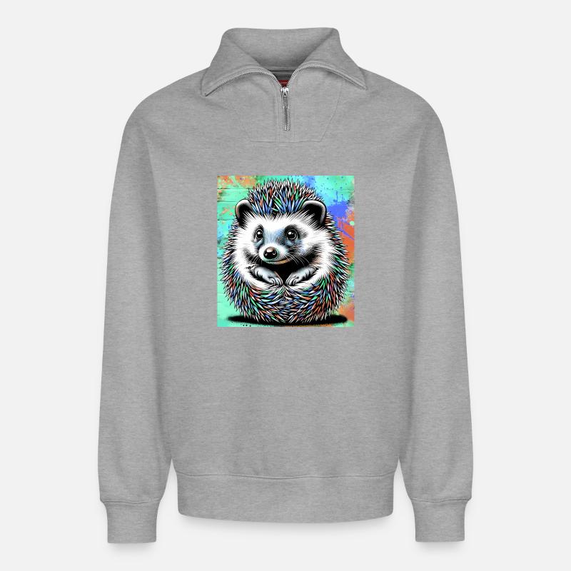 Igel - Relaxed Unisex Organic Half Zip Sweatshirt – von SPREAD - Grau meliert