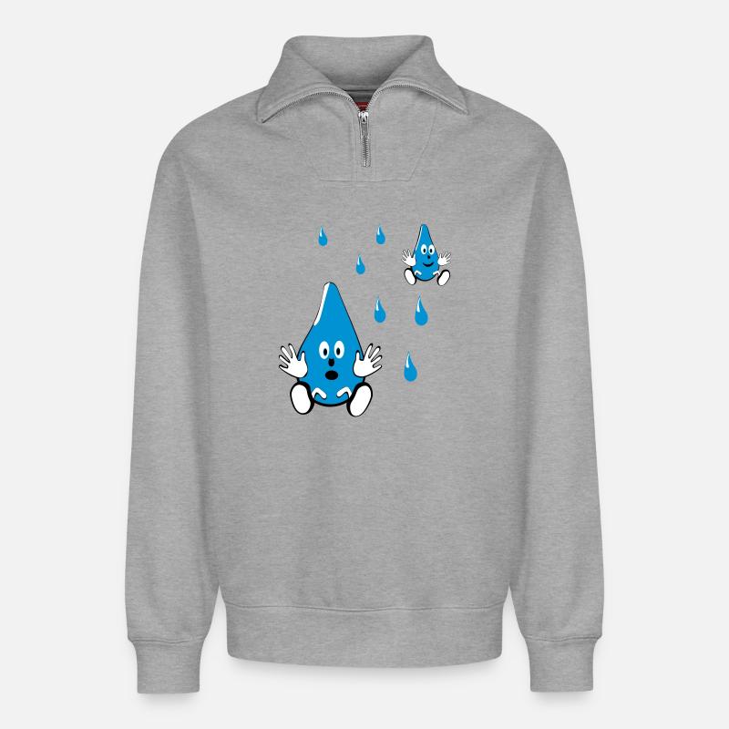 Kleine Wassertropfen Freunde - Relaxed Unisex Organic Half Zip Sweatshirt – von SPREAD - Grau meliert