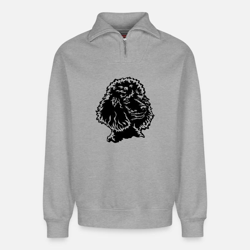 Pudel Kopf - Relaxed Unisex Organic Half Zip Sweatshirt – von SPREAD - Grau meliert