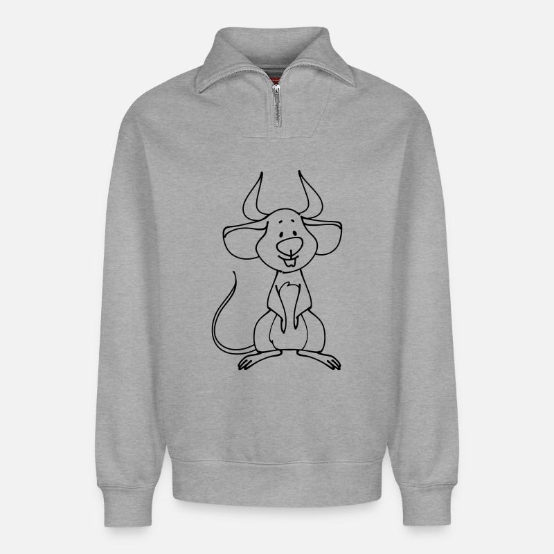 Teufelsmaus - Relaxed Unisex Organic Half Zip Sweatshirt – von SPREAD - Grau meliert