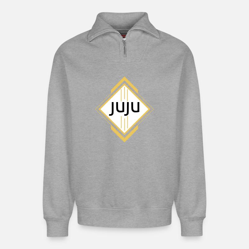 Juju - Relaxed Unisex Organic Half Zip Sweatshirt – von SPREAD - Grau meliert