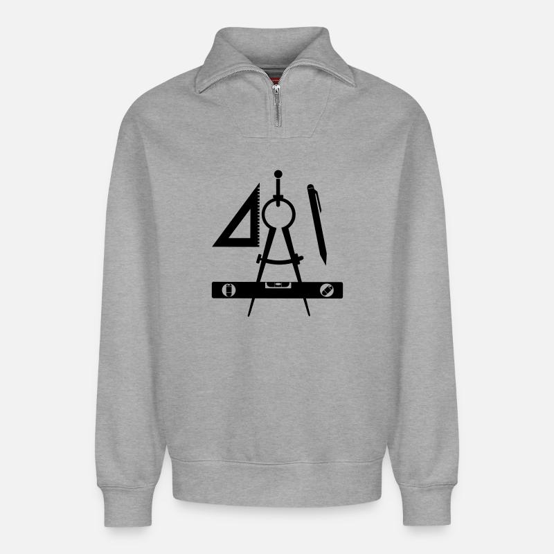 Architect logo - Relaxed Unisex Organic Half Zip Sweatshirt – by SPREAD - heather grey