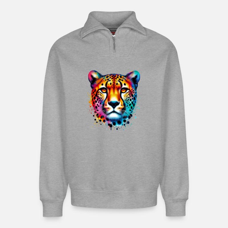 Gepard - Relaxed Unisex Organic Half Zip Sweatshirt – von SPREAD - Grau meliert