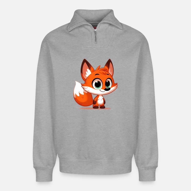 Fuchs - Relaxed Unisex Organic Half Zip Sweatshirt – von SPREAD - Grau meliert