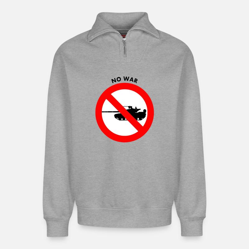 Kein Krieg - Relaxed Unisex Organic Half Zip Sweatshirt – von SPREAD - Grau meliert