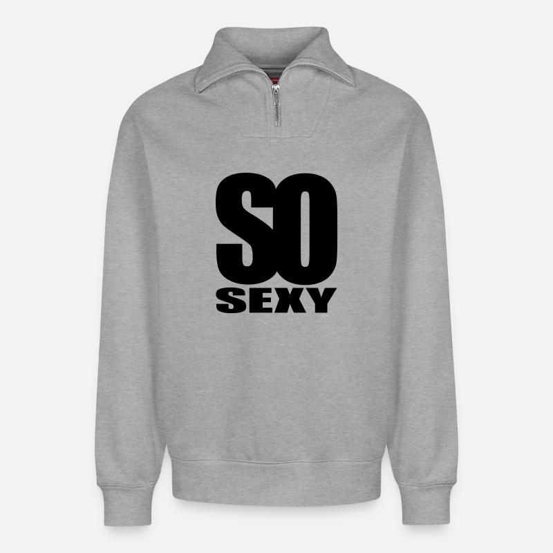 so sexy - Relaxed Unisex Organic Half Zip Sweatshirt – von SPREAD - Grau meliert