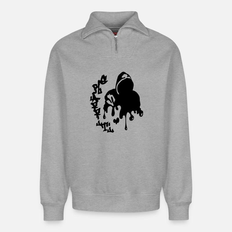 Graffiti - Relaxed Unisex Organic Half Zip Sweatshirt – von SPREAD - Grau meliert