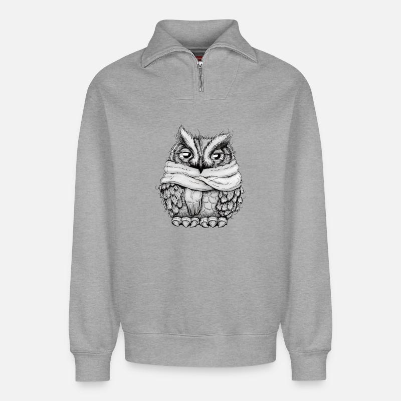 Frierende Eule - Relaxed Unisex Organic Half Zip Sweatshirt – von SPREAD - Grau meliert