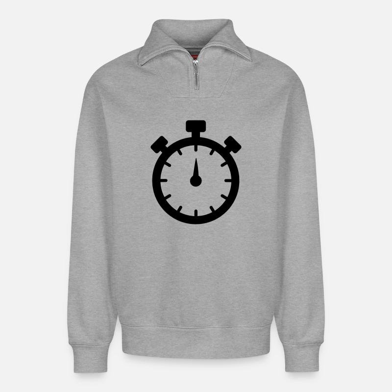 Stoppuhr 2 - Relaxed Unisex Organic Half Zip Sweatshirt – von SPREAD - Grau meliert