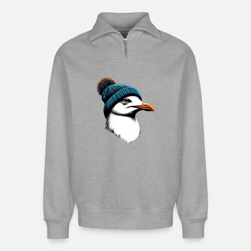 Möwe - Relaxed Unisex Organic Half Zip Sweatshirt – von SPREAD - Grau meliert