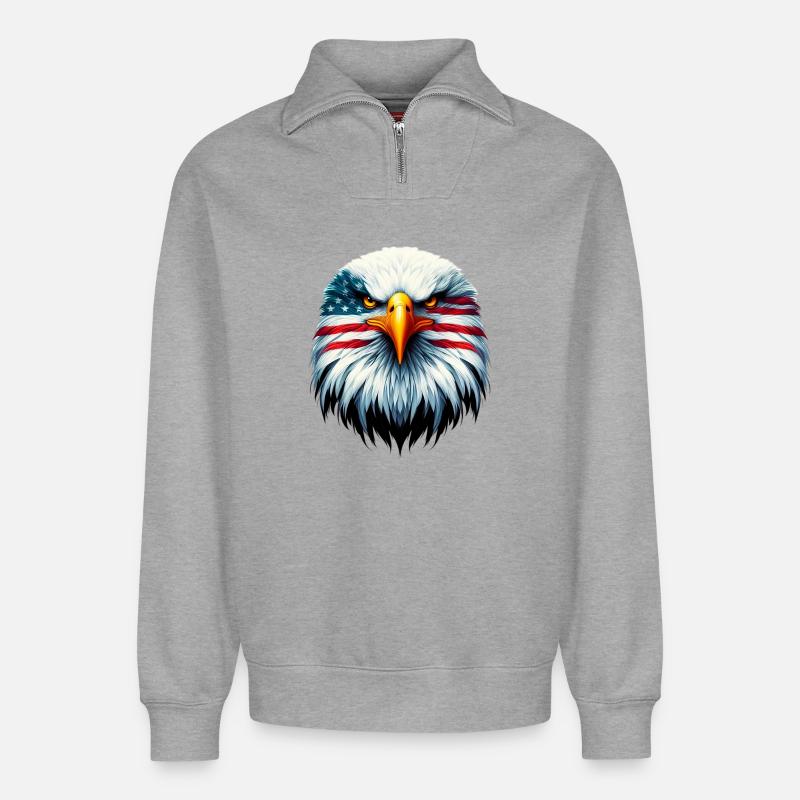 Eagle - Relaxed Unisex Organic Half Zip Sweatshirt – by SPREAD - heather grey