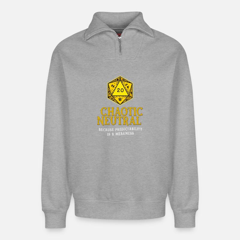 Chaotic Neutral Dice - Relaxed Unisex Organic Half Zip Sweatshirt – by SPREAD - heather grey