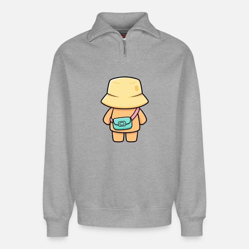 Hutträumer mit Tasche - Relaxed Unisex Organic Half Zip Sweatshirt – von SPREAD - Grau meliert
