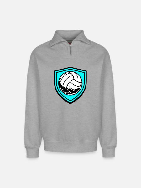 Volleyball Ball Coat of Arms - Relaxed Unisex Organic Half Zip Sweatshirt – by SPREAD - heather grey