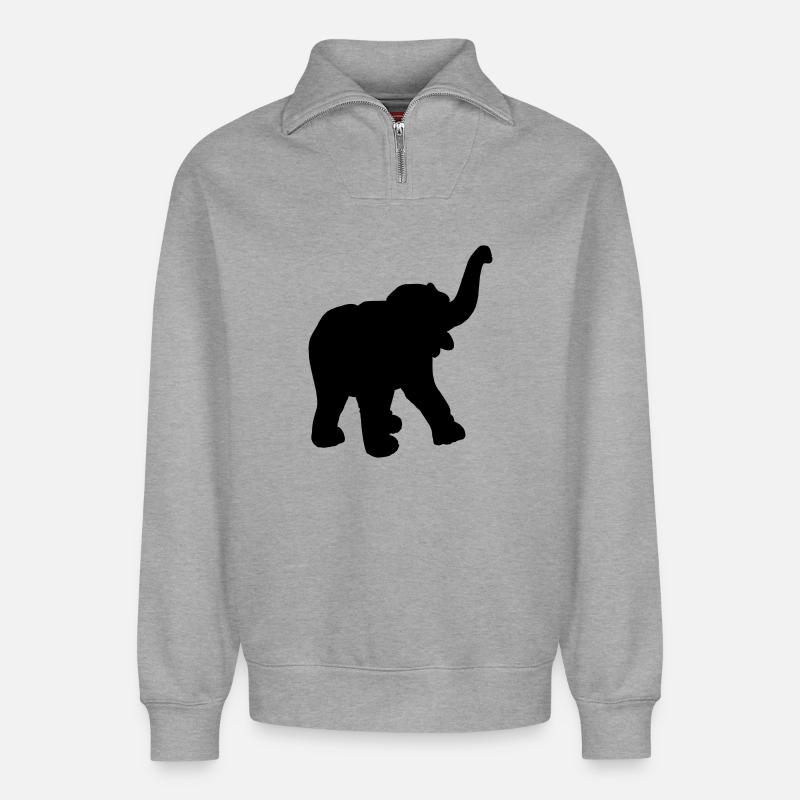 Joyeux jeune éléphant du cirque - Sweat unisexe décontracté en coton biologique à demi-zip – de SPREAD - gris chiné