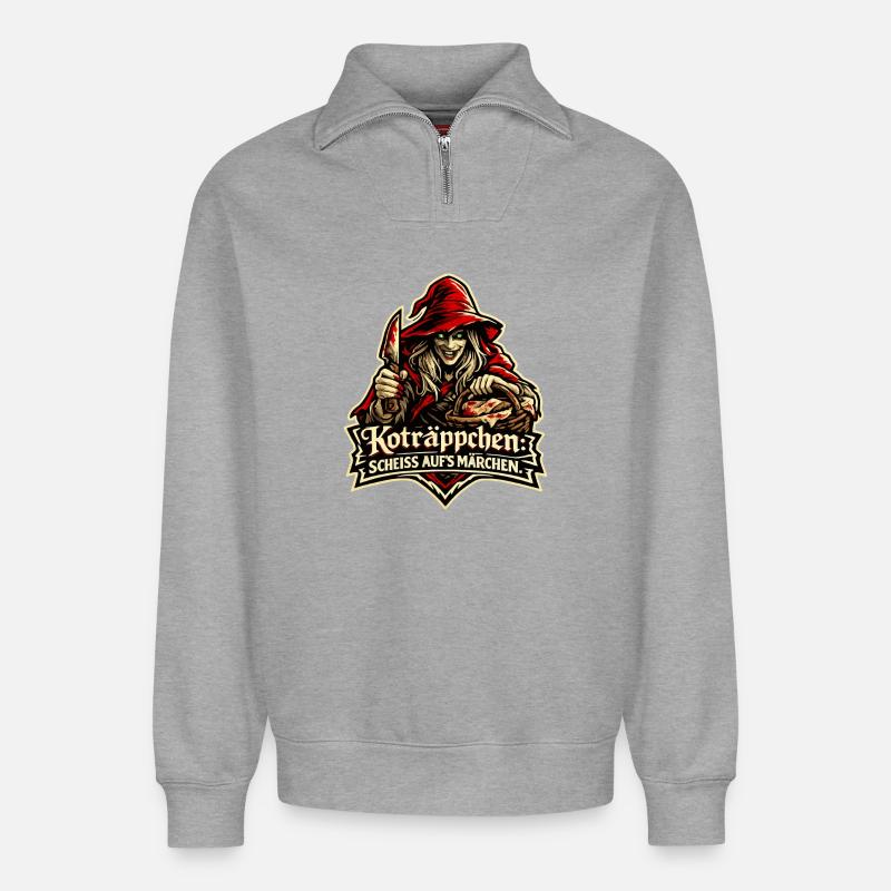 Rotkäppchen (Koträppchen) Parodie: Scheiß Märchen - Relaxed Unisex Organic Half Zip Sweatshirt – von SPREAD - Grau meliert