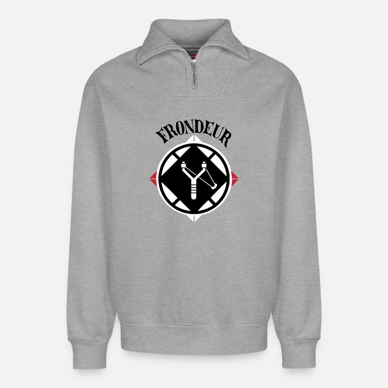 Slinger Emblem - Relaxed Unisex Organic Half Zip Sweatshirt – by SPREAD - heather grey