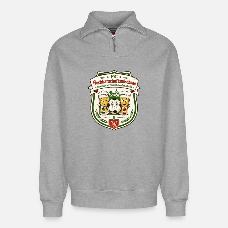 FC Nachbarschaftsmischung - Relaxed Unisex Organic Half Zip Sweatshirt – von SPREAD - Grau meliert