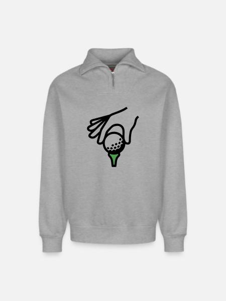Golfball Abschlag Tee Golfsport Golfclub Golfer - Relaxed Unisex Organic Half Zip Sweatshirt – von SPREAD - Grau meliert