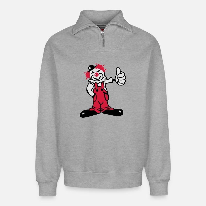 Ein lustiger Clown - Relaxed Unisex Organic Half Zip Sweatshirt – von SPREAD - Grau meliert