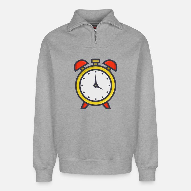 Alarm clock - Relaxed Unisex Organic Half Zip Sweatshirt – by SPREAD - heather grey