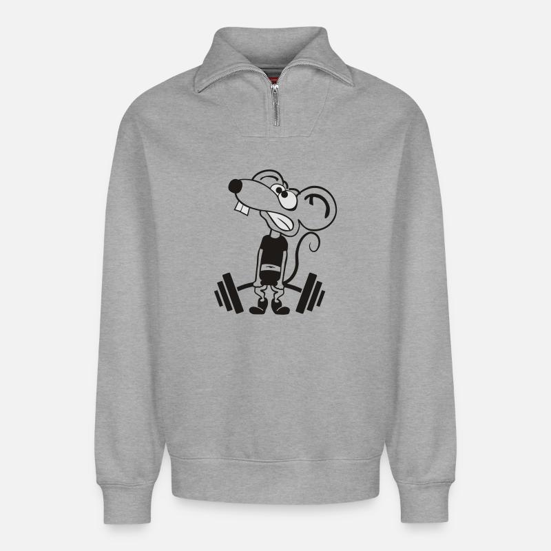 Pump Maus kontur 2c - Sweat unisexe décontracté en coton biologique à demi-zip – de SPREAD - gris chiné