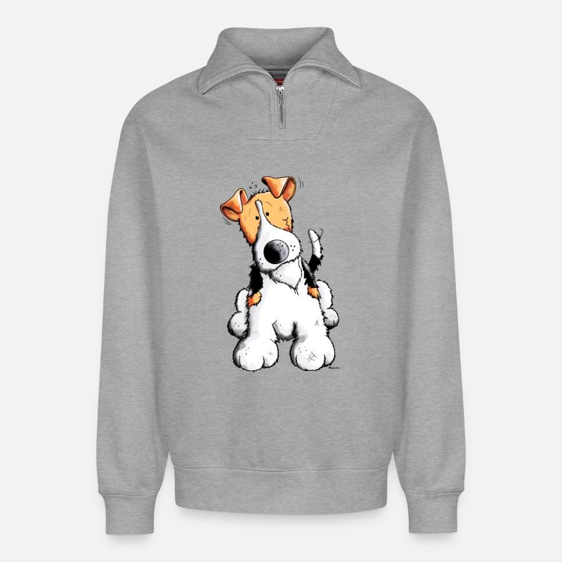 Foxy der Foxterrier - Relaxed Unisex Organic Half Zip Sweatshirt – von SPREAD - Grau meliert