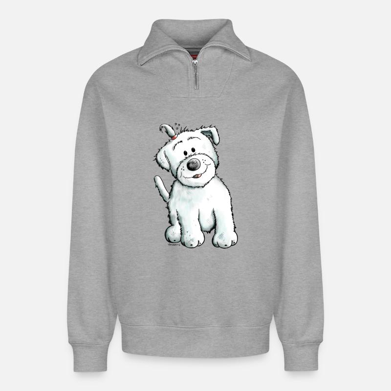 Melina der Malteser - Relaxed Unisex Organic Half Zip Sweatshirt – von SPREAD - Grau meliert